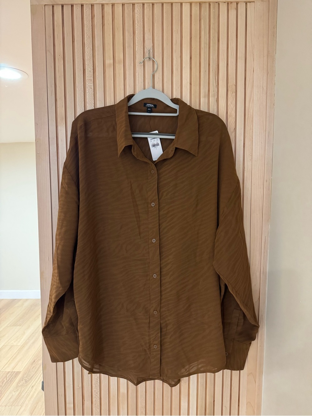 NWT Express Women’s Brown Button-Front Lightweight Shirt Jacket